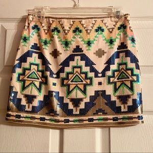 NWT! Express sequin Aztec print skirt